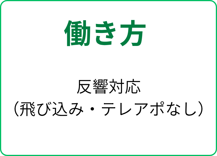 働き方、反響対応。テレアポ・飛び込み無し